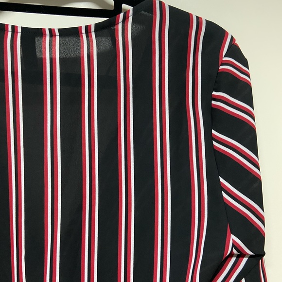 Women's Blouse - Business Casual - Stripes - Black - Red - Flare Sleeves - H&M - Picture 6 of 9